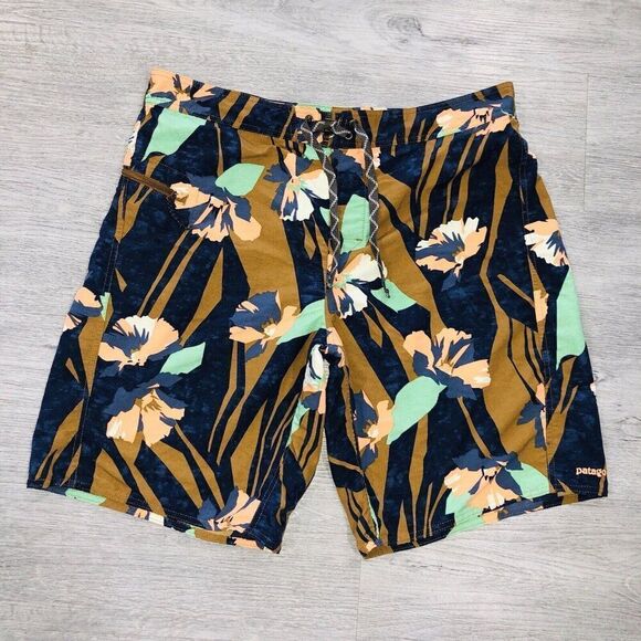 PATAGONIA Mens 36 Wavefarer Board Shorts Swim Trunks Hawaiian Surfing Drawstring - Picture 1 of 9